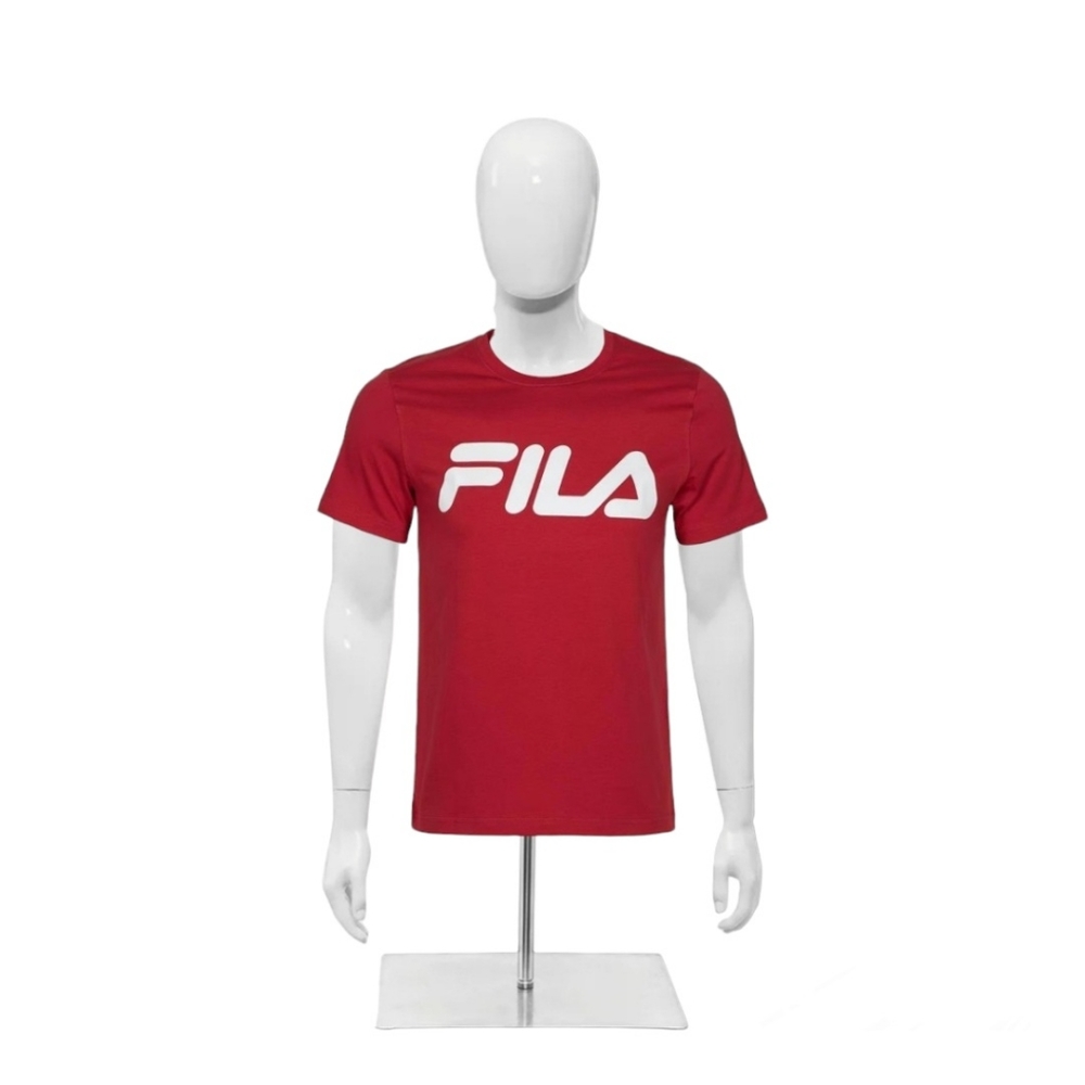 Fila Men's T-Shirt Classic Logo Graphic Print Dark Red